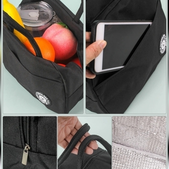 Insulated Lunch Box Bag 24"×20" Black - Picture 7 of 12